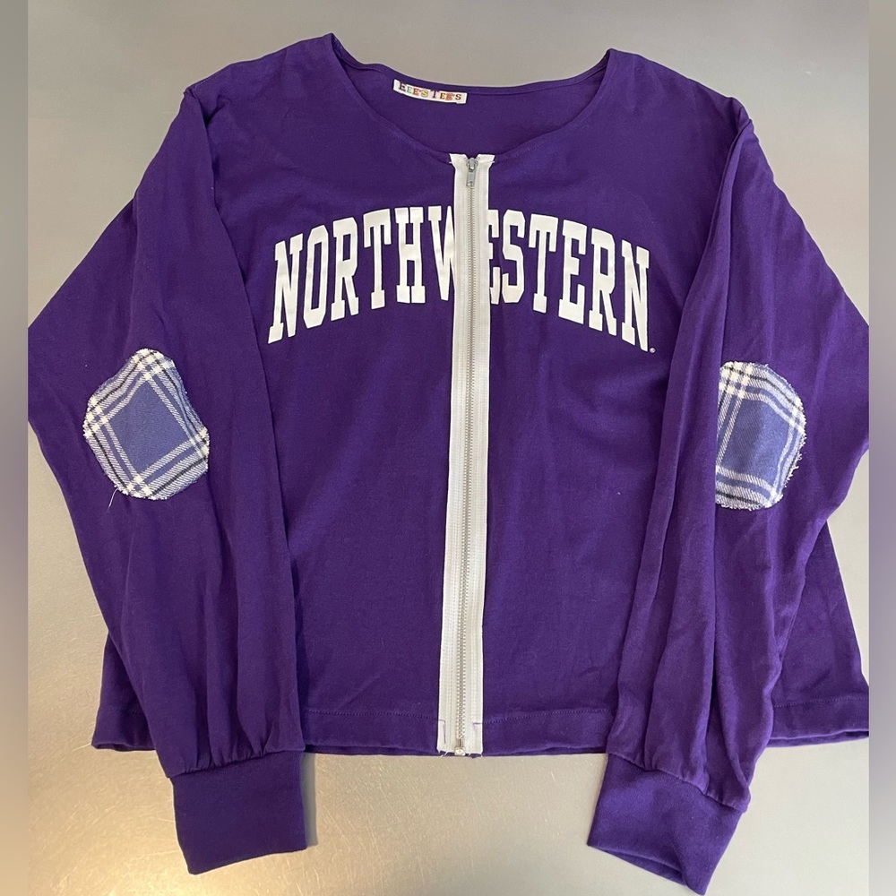 Northwestern zip front long sleeve T-shirt